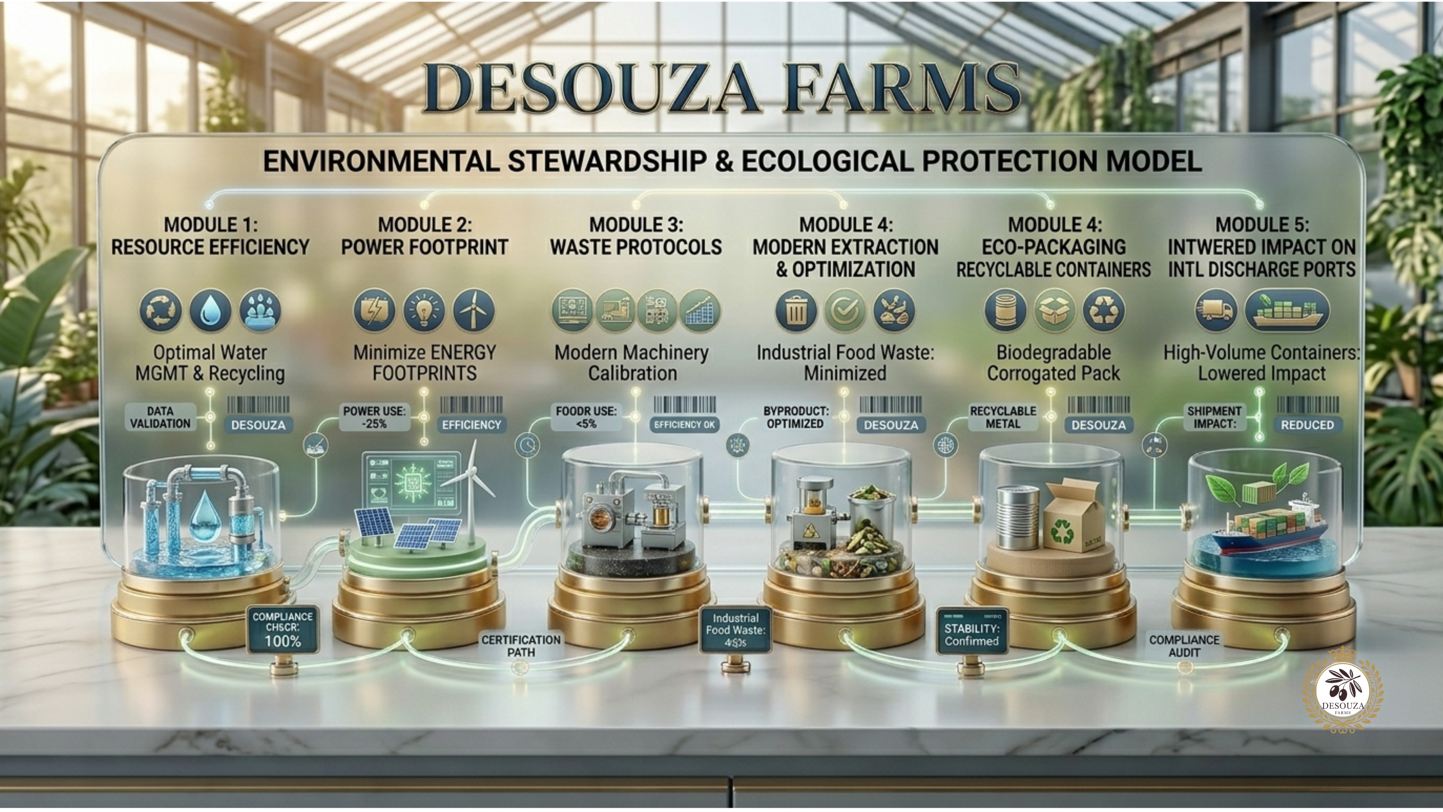Sustainable waste processing systems and water purification recycling machinery at an industrial plant