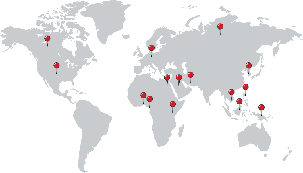Desouza Farms international shipping routes map demonstrating bulk food supply chain logistics from India processing facilities to global trade destinations