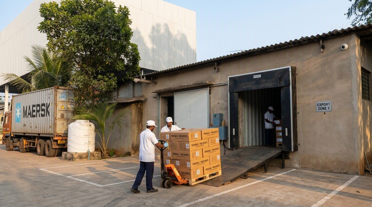 Raw material reception dock loading bays