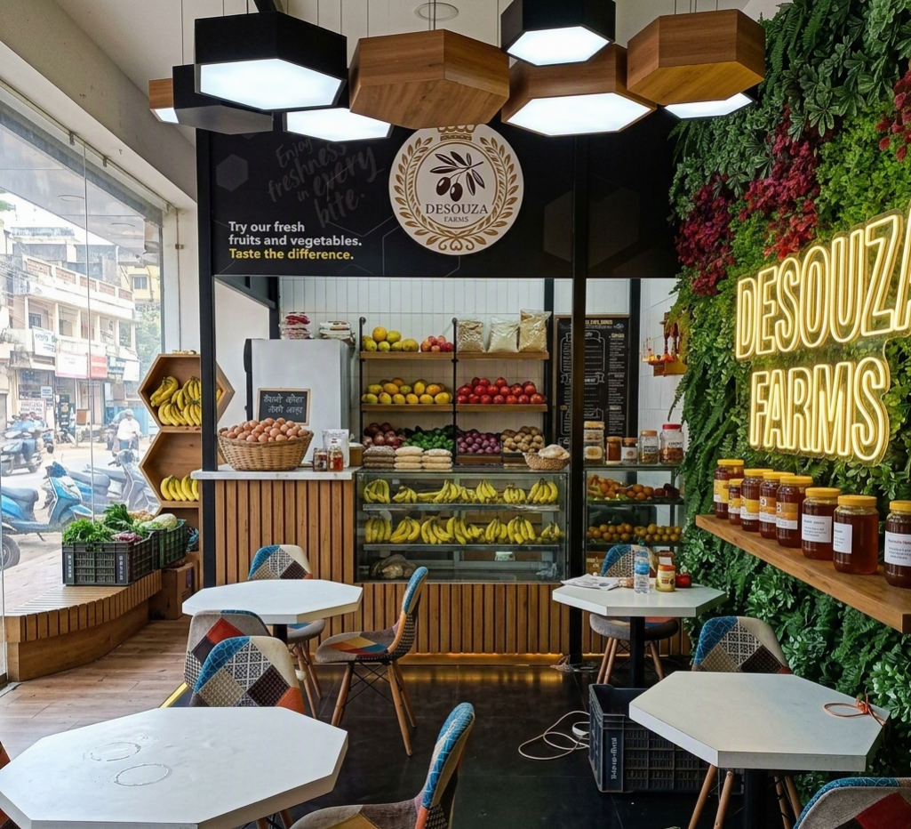Desouza Farms flagship store fresh produce section showcasing premium quality agriculture harvests